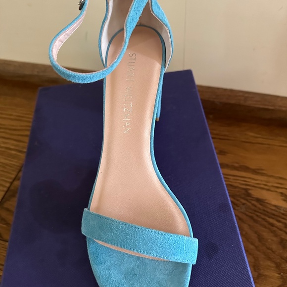 Stuart Weitzman NWT Size 7 Nearly Nude Sandal Tourquise Suede - Picture 4 of 7